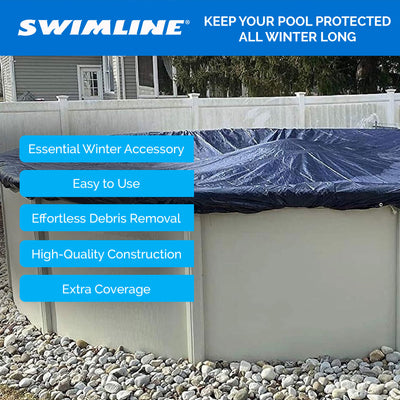 Swimline 18 Foot Round Pool Cover + 4x4 Winterizing Closing Air Pillow (2 Pack) - VMInnovations