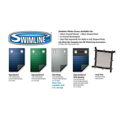Swimline 18 Foot Round Pool Cover + 4x4 Winterizing Closing Air Pillow (2 Pack) - VMInnovations