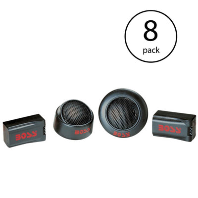 BOSS TW15B 250W 1" Micro Dome Car Audio Tweeters Black + Crossovers (8 Pack)