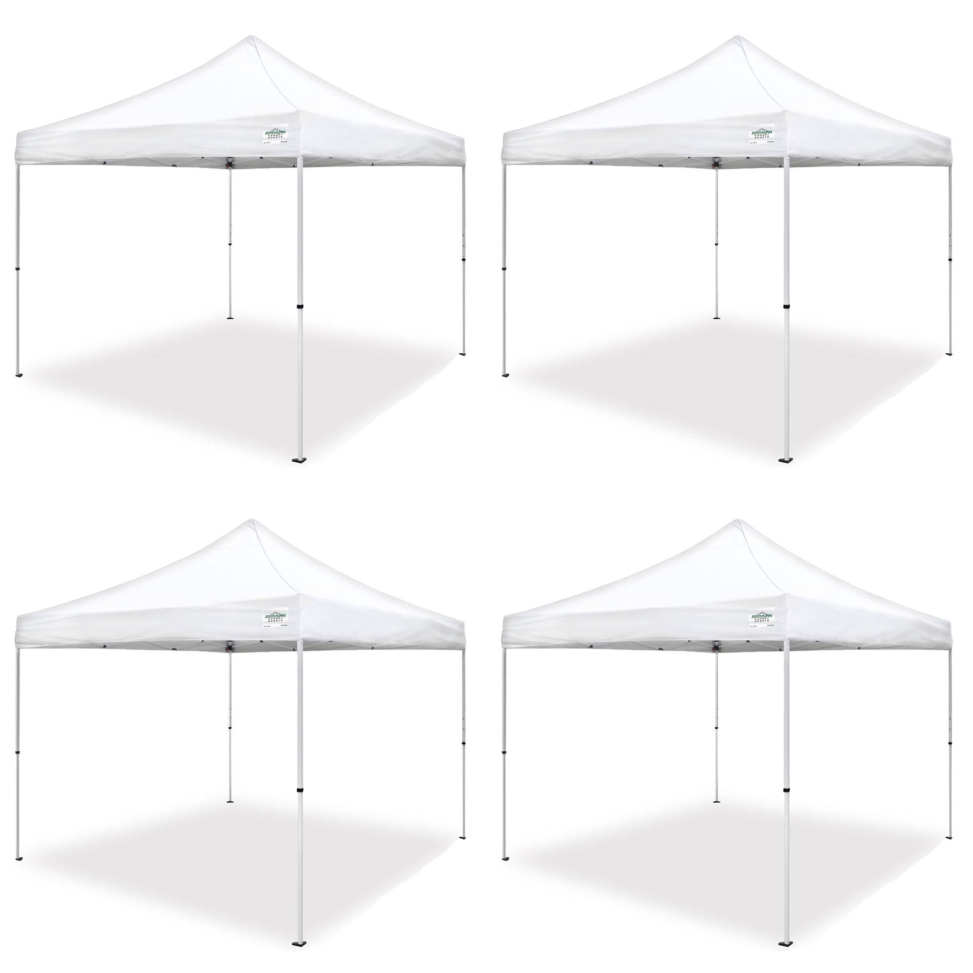 Caravan Canopy Pro 2 10 x 10 Foot Straight Leg Instant Canopy, White (4 Pack)