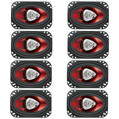 BOSS CH4620 4x 6" 200W 2 Way Car Coaxial Audio Speakers Stereo Red (8 Pack)