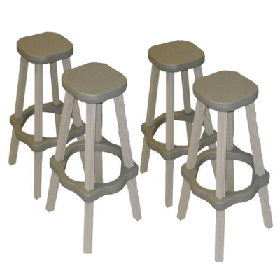 Leisure Accents 26" Tall Barstool Patio Set Outdoor Indoor Gray/Beige (4 Pack)