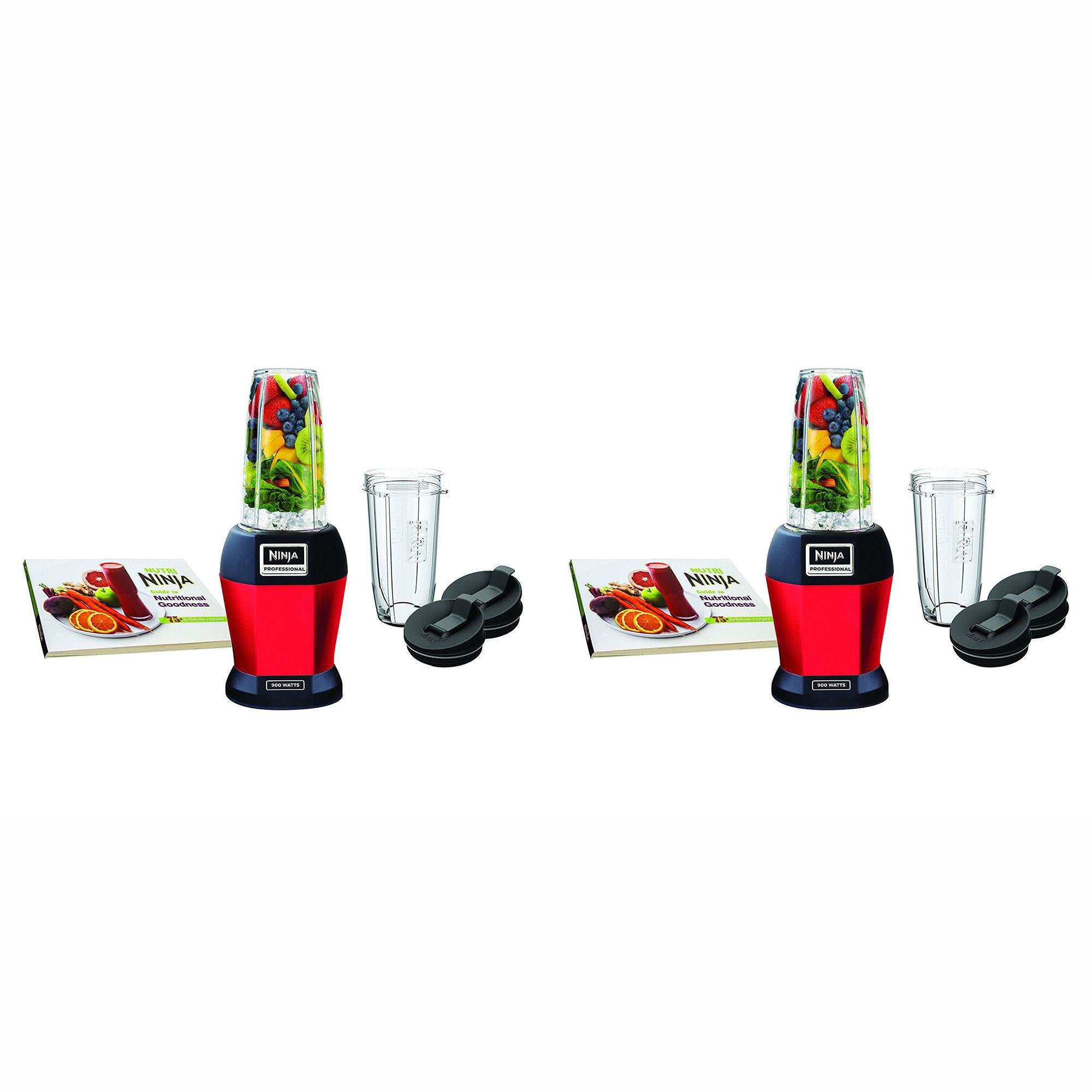 Nutri Ninja Professional Smoothie Blender w/Nutri Ninja Cups, Red (2 Pack)
