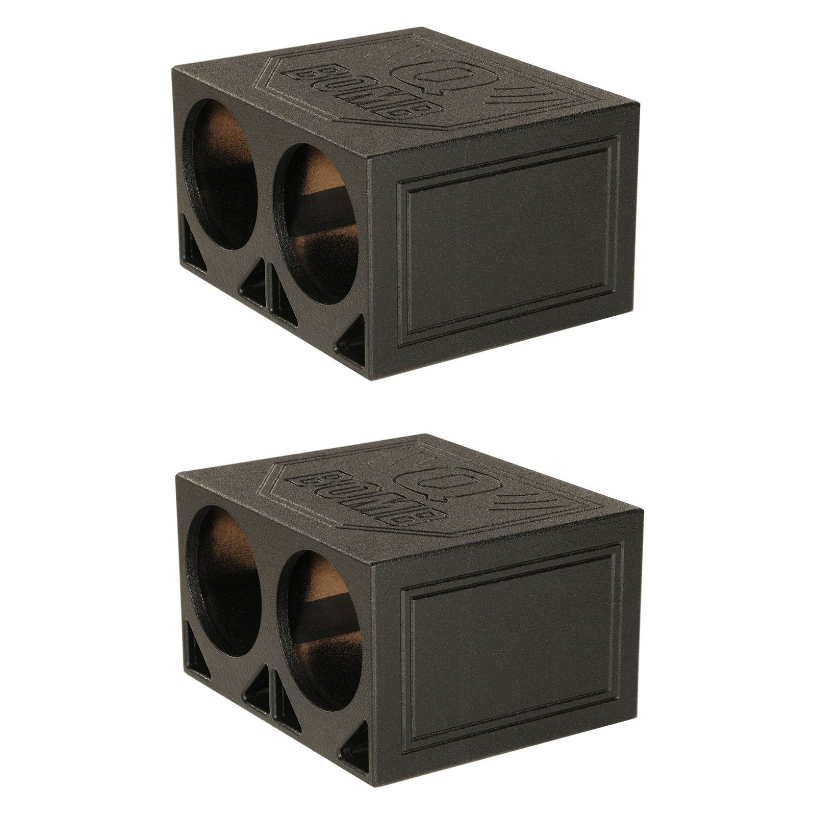 Q Power Dual 10 Inch Triangle Ported Subwoofer Box w/ Bedliner Spray (2 Pack) - VMInnovations