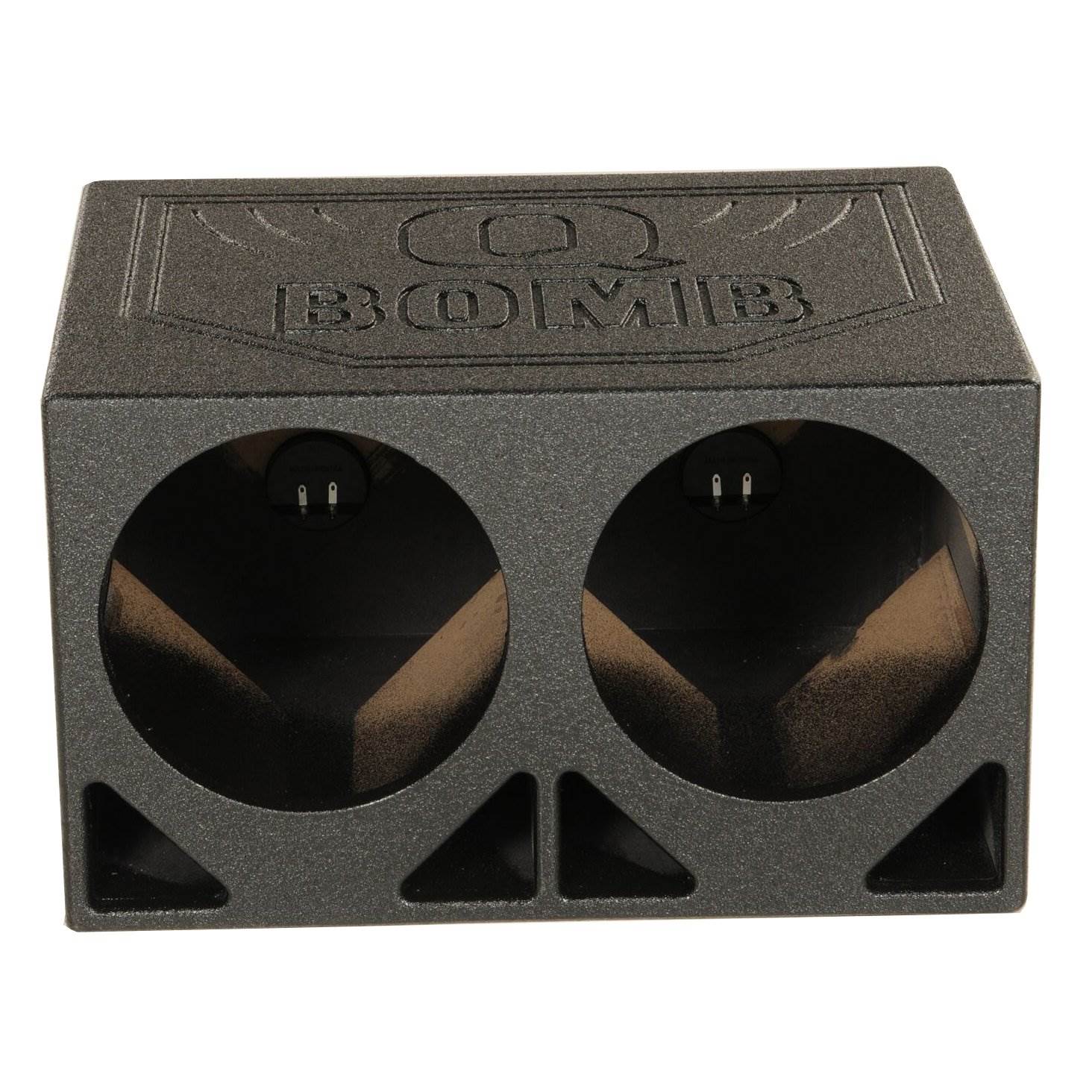 Q Power Dual 10 Inch Triangle Ported Subwoofer Box w/ Bedliner Spray (2 Pack) - VMInnovations