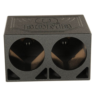Q Power Dual 10 Inch Triangle Ported Subwoofer Box w/ Bedliner Spray (2 Pack) - VMInnovations
