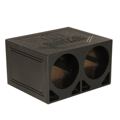 Q Power Dual 10 Inch Triangle Ported Subwoofer Box w/ Bedliner Spray (2 Pack)