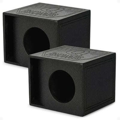 Q Power QBomb Single 12" Vented Port Subwoofer Box w/ Bedliner Spray (2 Pack)