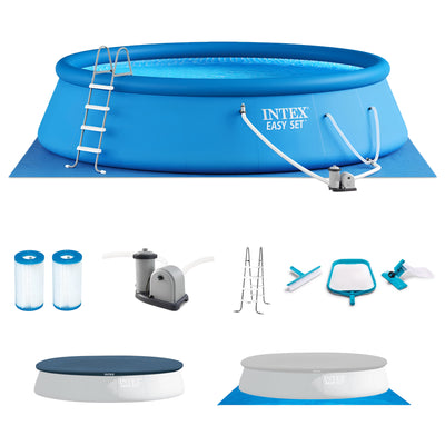 Intex 48in x 18ft Inflatable Above Ground Pool with Ladder, Pump & Cover - VMInnovations