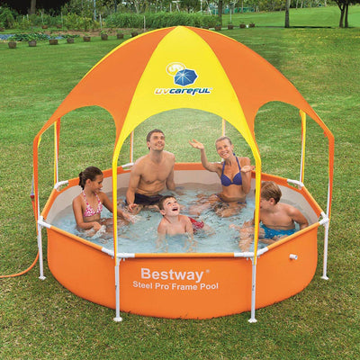 Bestway 8' x 20" Splash in Shade Kids Spray Play Swimming Pool with UV CanopyIntex Krystal Clear 530 GPH Easy Set Pool Replacement Cartridge Filter Pump