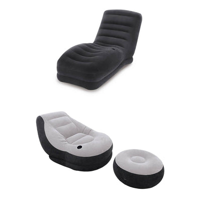 Intex Lounge Chair w/Built-In Cup Holder + Chair w/Cup Holder And Ottoman Set