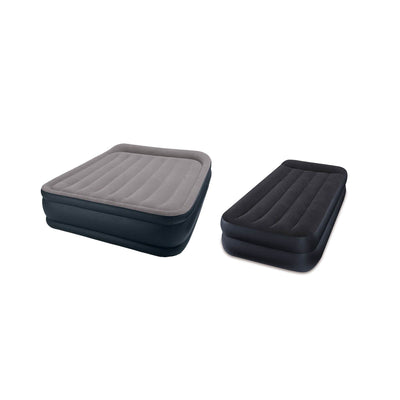 Intex Queen and Twin Pillow Rest Air Mattress Airbed Beds with Built-In Air Pump
