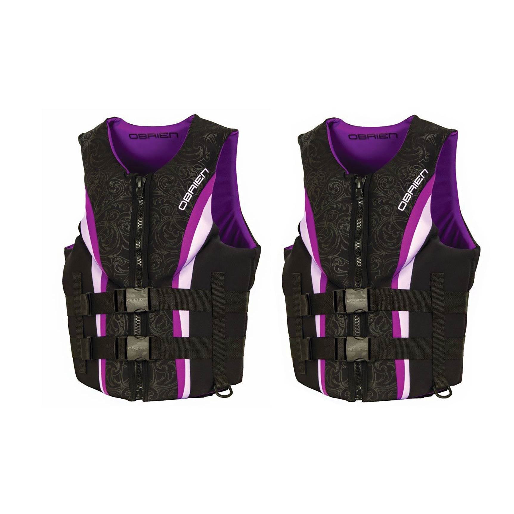 OBrien Womens Neo Impulse Wakeboard Life Vest, Purple, Adult Small (2 Pack)