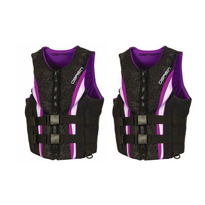 OBrien Womens Neo Impulse Wakeboard Life Vest, Purple, Adult Small (2 Pack)
