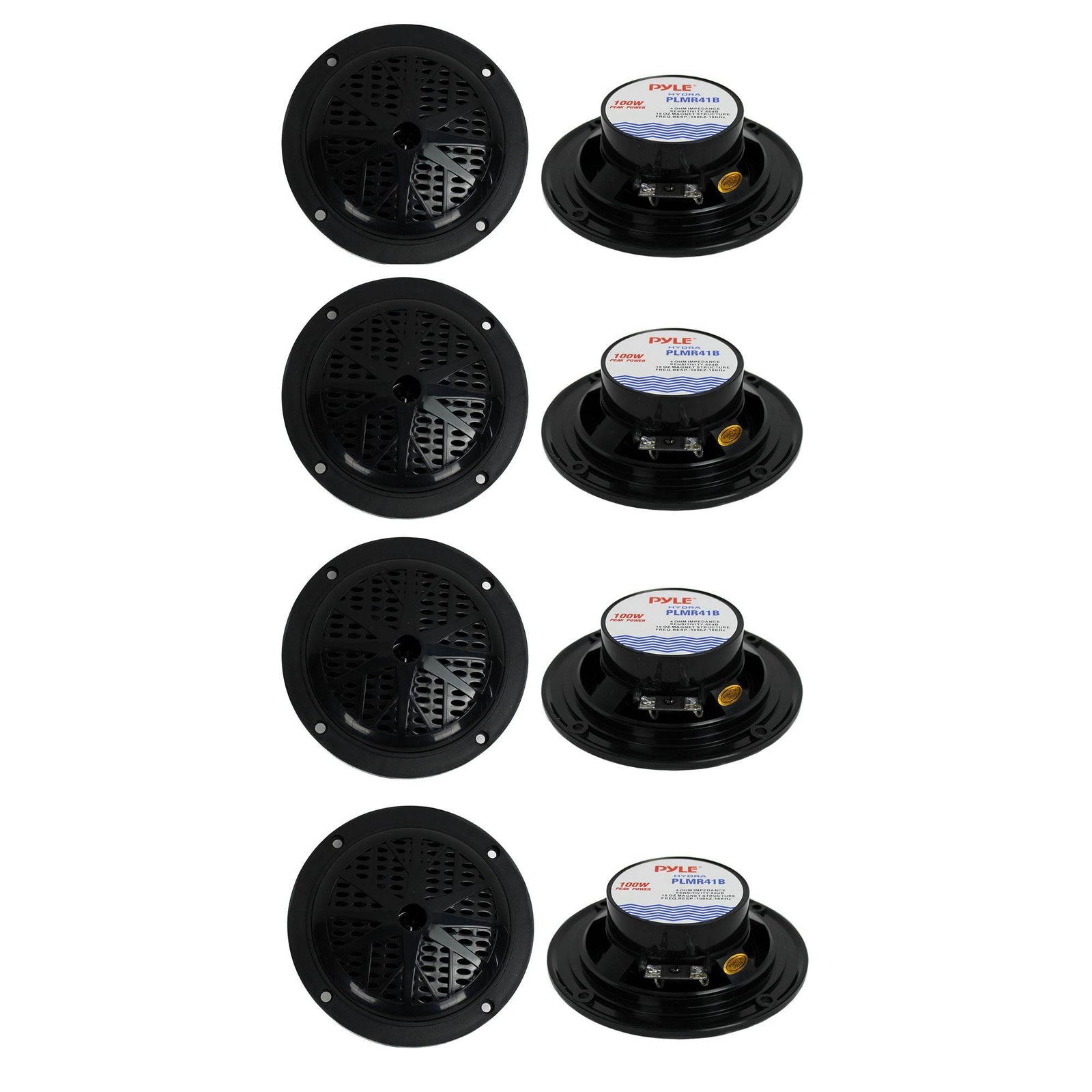 PYLE PLMR41B 4" 100W Dual Cone Waterproof Marine Boat Stereo Speakers (4 Pair) - VMInnovations