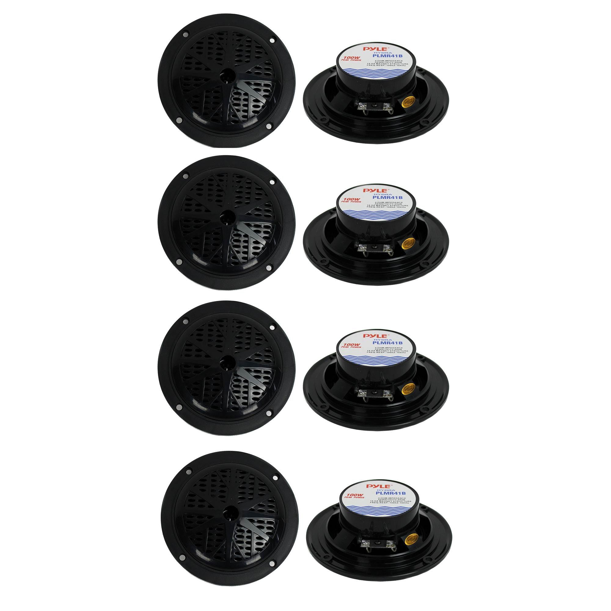PYLE PLMR41B 4" 100W Dual Cone Waterproof Marine Boat Stereo Speakers (4 Pair) - VMInnovations