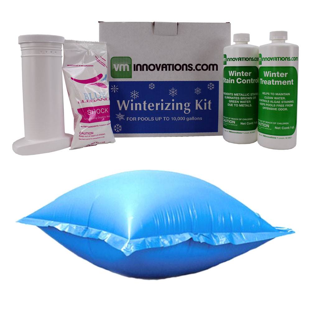 Swimming Pool 10,000 Gallon Winterizing Chemical Kit & 4 Foot Cover Air Pillow