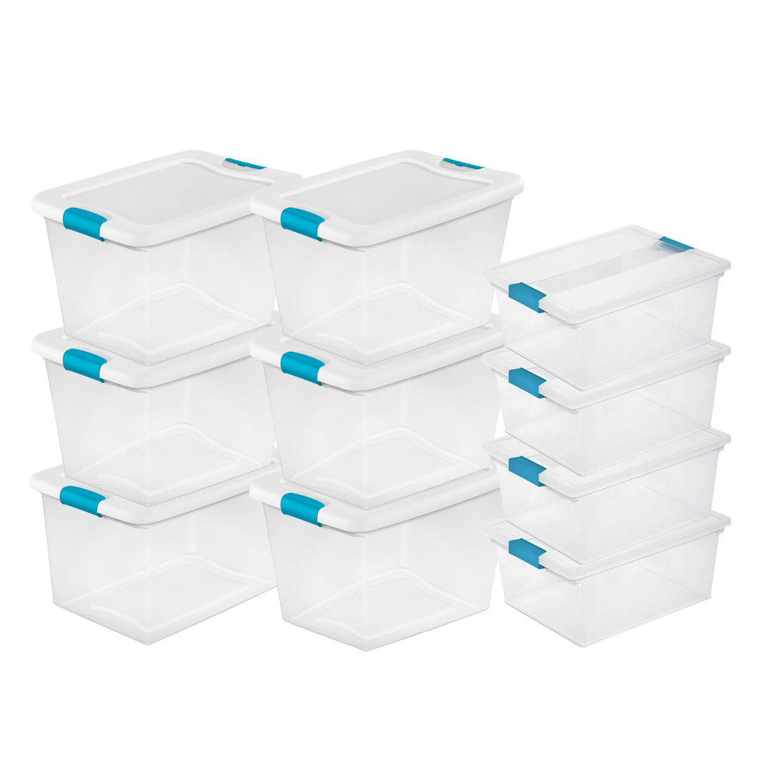 Sterilite 64 Quart Latching Storage Tote Box (6 Pack) + Deep Clip Box (4 Pack)