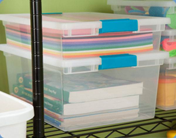 Sterilite 64 Quart Latching Storage Tote Box (6 Pack) + Deep Clip Box (4 Pack) - VMInnovations