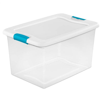 Sterilite 64 Quart Latching Storage Tote Box (12 Pack) + Deep Clip Box (4 Pack) - VMInnovations