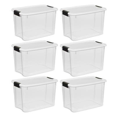 Sterilite 30 Qt 6-Pack & 18 Qt 6-Pack Clear Plastic Stackable Storage Bin w/ Lid - VMInnovations