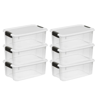 Sterilite 30 Qt 6-Pack & 18 Qt 6-Pack Clear Plastic Stackable Storage Bin w/ Lid - VMInnovations