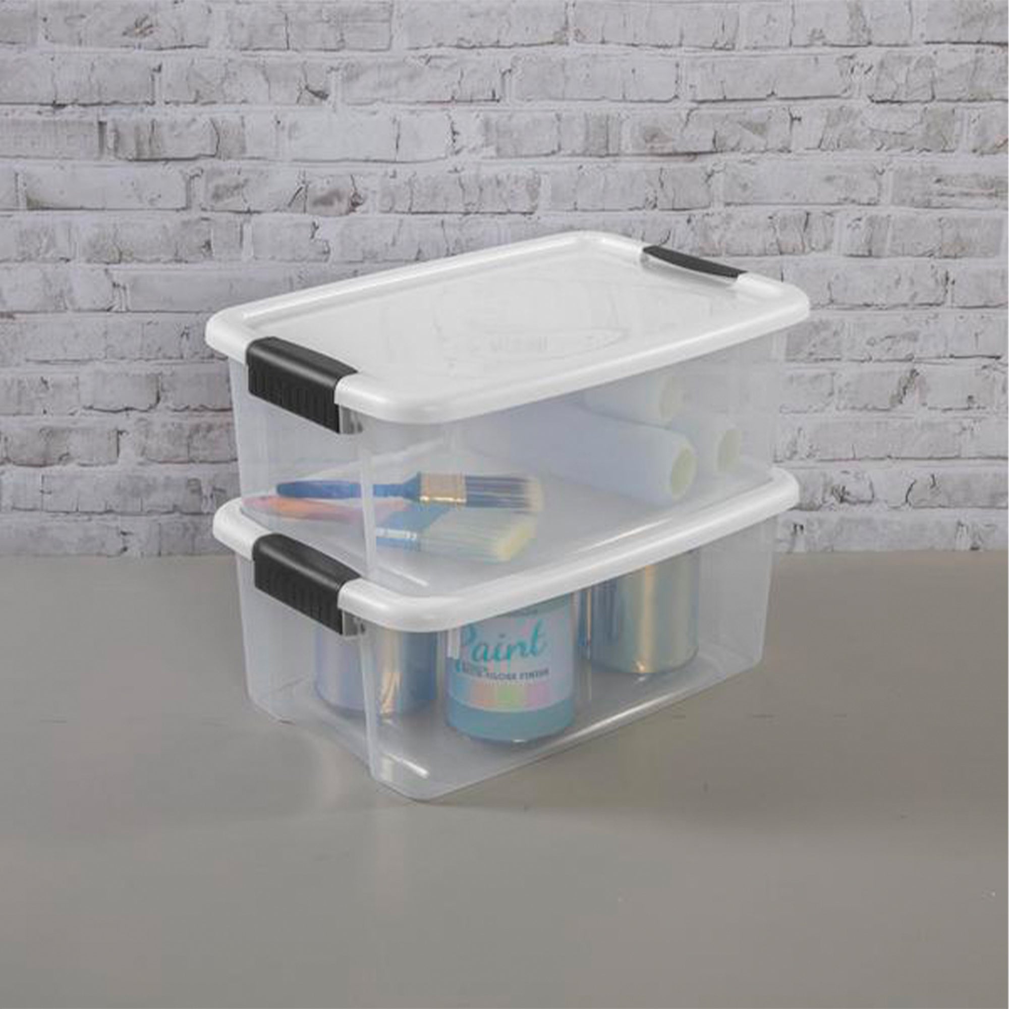 Sterilite 30 Qt 6-Pack & 18 Qt 6-Pack Clear Plastic Stackable Storage Bin w/ Lid - VMInnovations