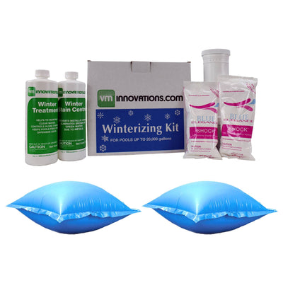 Swimming Pool 10,000 Gal Winterizing Chemical Kit & 8 Foot Cover Pillow (2 Pack)