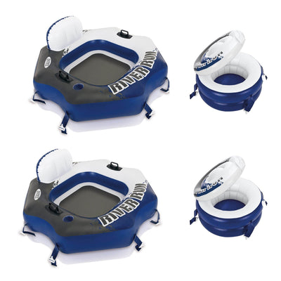 Intex River Run Connect Inflatable Water Tube with Beverage Cooler (2 Pack)