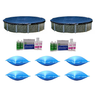 Swimline 24' Pool Winter Cover & Chemical Closing Kit (2 Pack) w/ Air Pillows