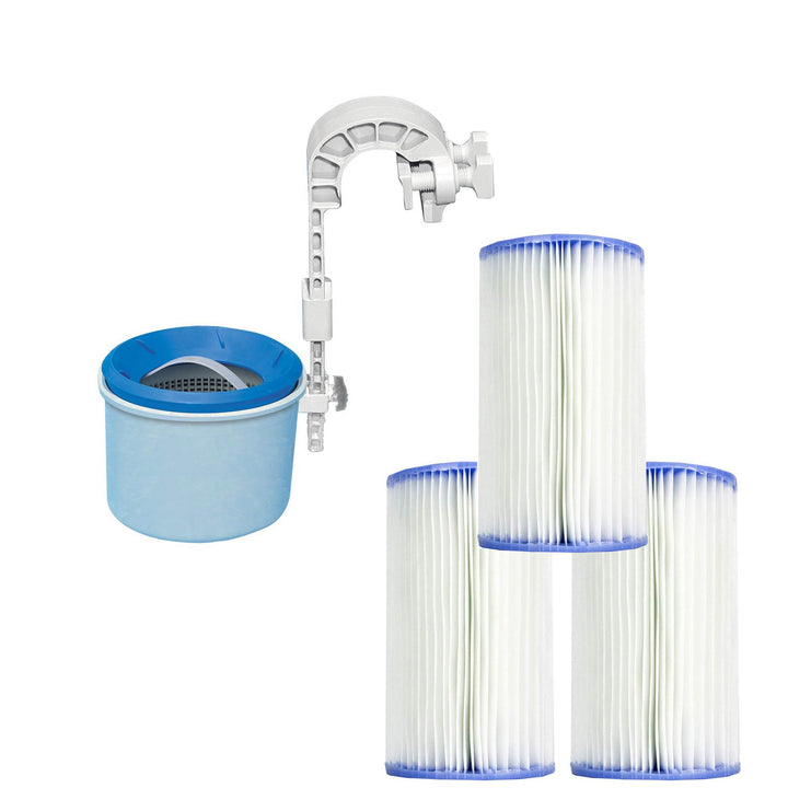 Intex Wall Mount Automatic Pool Surface Skimmer & Filter Cartridge (3 Pack)