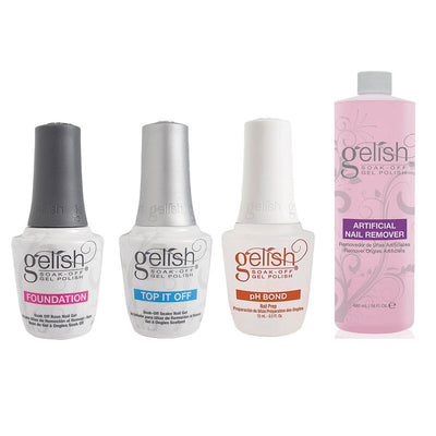 Gelish Terrific Trio Essentials Set & Gel Nail Polish Remover, 16 fl oz