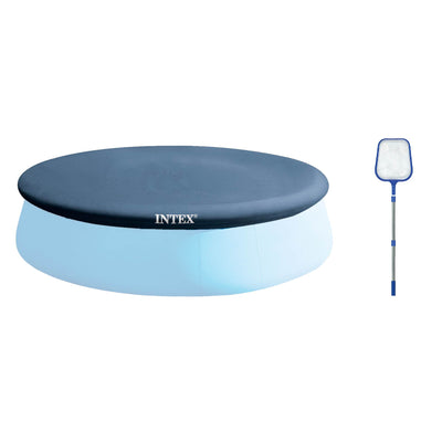 Intex 13' x 12" Easy Set Above Ground Rope Tie Vinyl Pool Cover & Skimmer Net