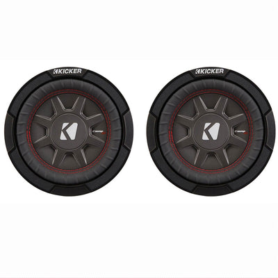 Kicker CompRT 6.75 Inch 300W Max 2 Ohm Shallow Slim Car Subwoofer (2 Pack)