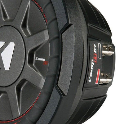 Kicker CompRT 6.75 Inch 300W Max 2 Ohm Shallow Slim Car Subwoofer (2 Pack)