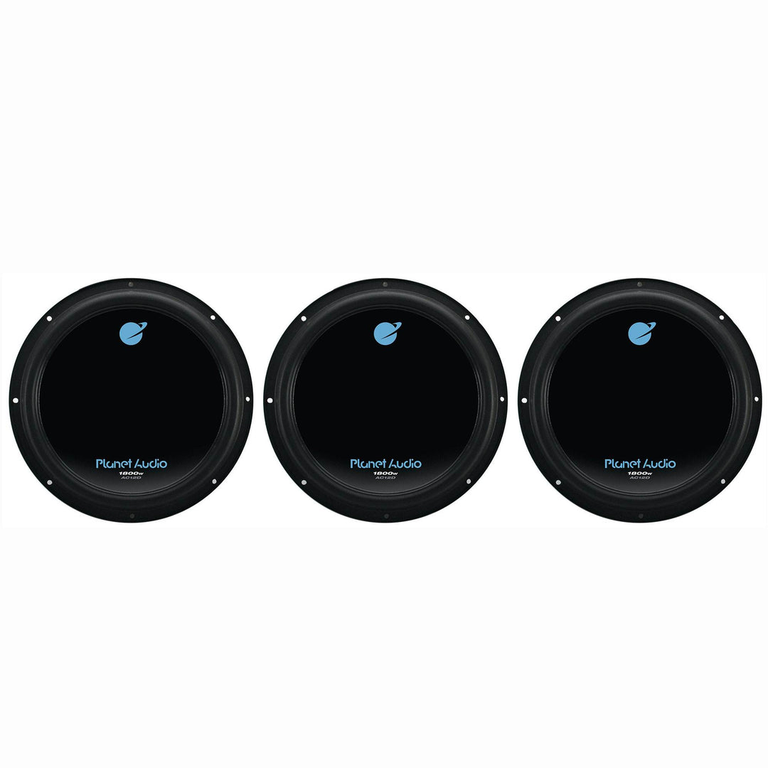 Planet Audio 12" 1800 Watt Car Audio Power Single Subwoofer DVC 4 Ohm (3 Pack)