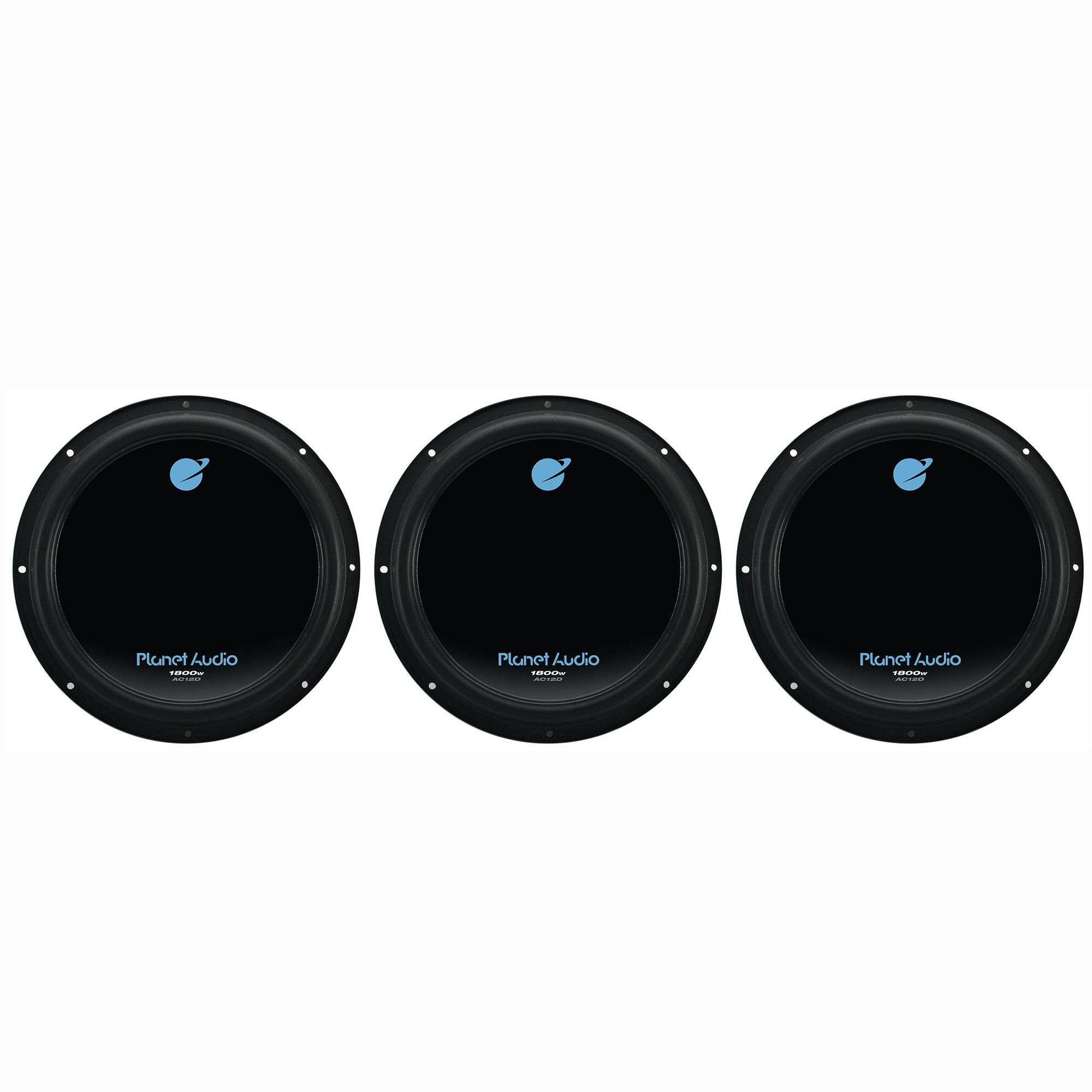Planet Audio 12" 1800 Watt Car Audio Power Single Subwoofer DVC 4 Ohm (3 Pack) - VMInnovations