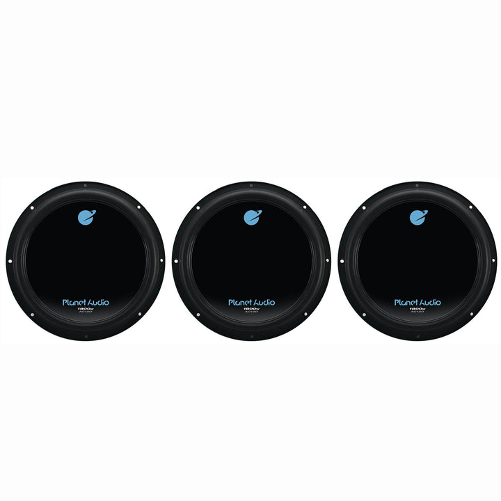 Planet Audio 12" 1800 Watt Car Audio Power Single Subwoofer DVC 4 Ohm (3 Pack)