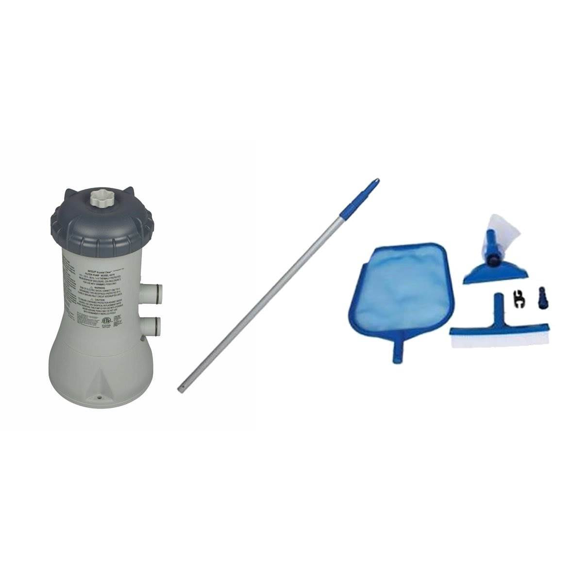 Intex 1000 GPH Pool Cartridge Filter Pump & Maintenance Kit with Vacuum Skimmer - VMInnovations