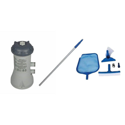Intex 1000 GPH Pool Cartridge Filter Pump & Maintenance Kit with Vacuum Skimmer - VMInnovations