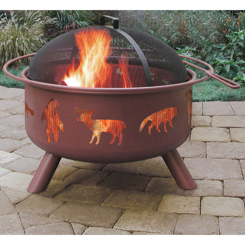 Landmann Big Sky Wildlife Pattern Outdoor Fire Pit w/ Cooking Grate (2 Pack)