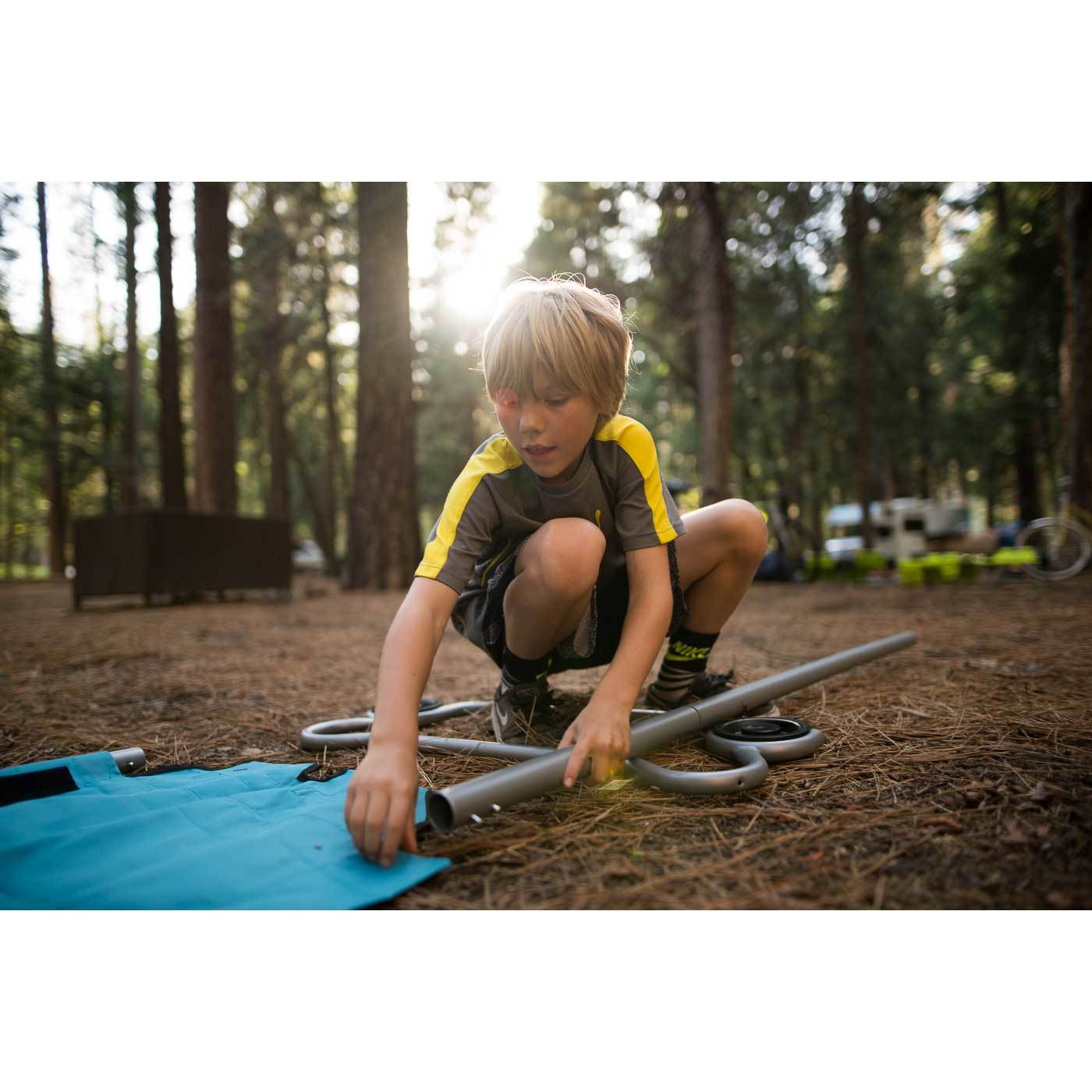 Disc-O-Bed Youth Kid-O-Bunk Benchable Camping Cot with Organizers, Blue (2 Pack) - VMInnovations