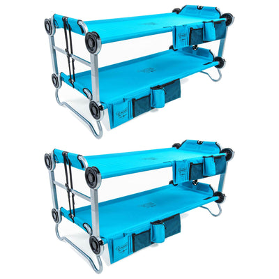 Disc-O-Bed Youth Kid-O-Bunk Benchable Camping Cot with Organizers, Blue (2 Pack) - VMInnovations