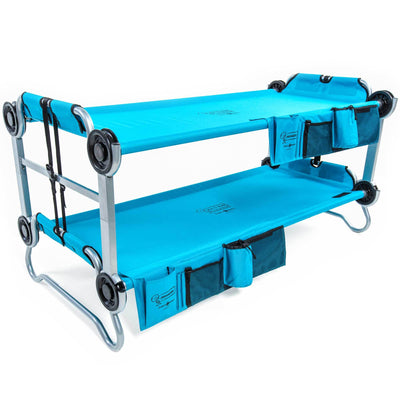 Disc-O-Bed Youth Kid-O-Bunk Benchable Camping Cot with Organizers, Blue (2 Pack) - VMInnovations
