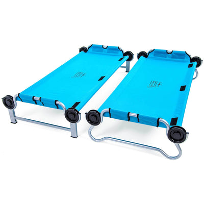 Disc-O-Bed Youth Kid-O-Bunk Benchable Camping Cot with Organizers, Blue (2 Pack) - VMInnovations