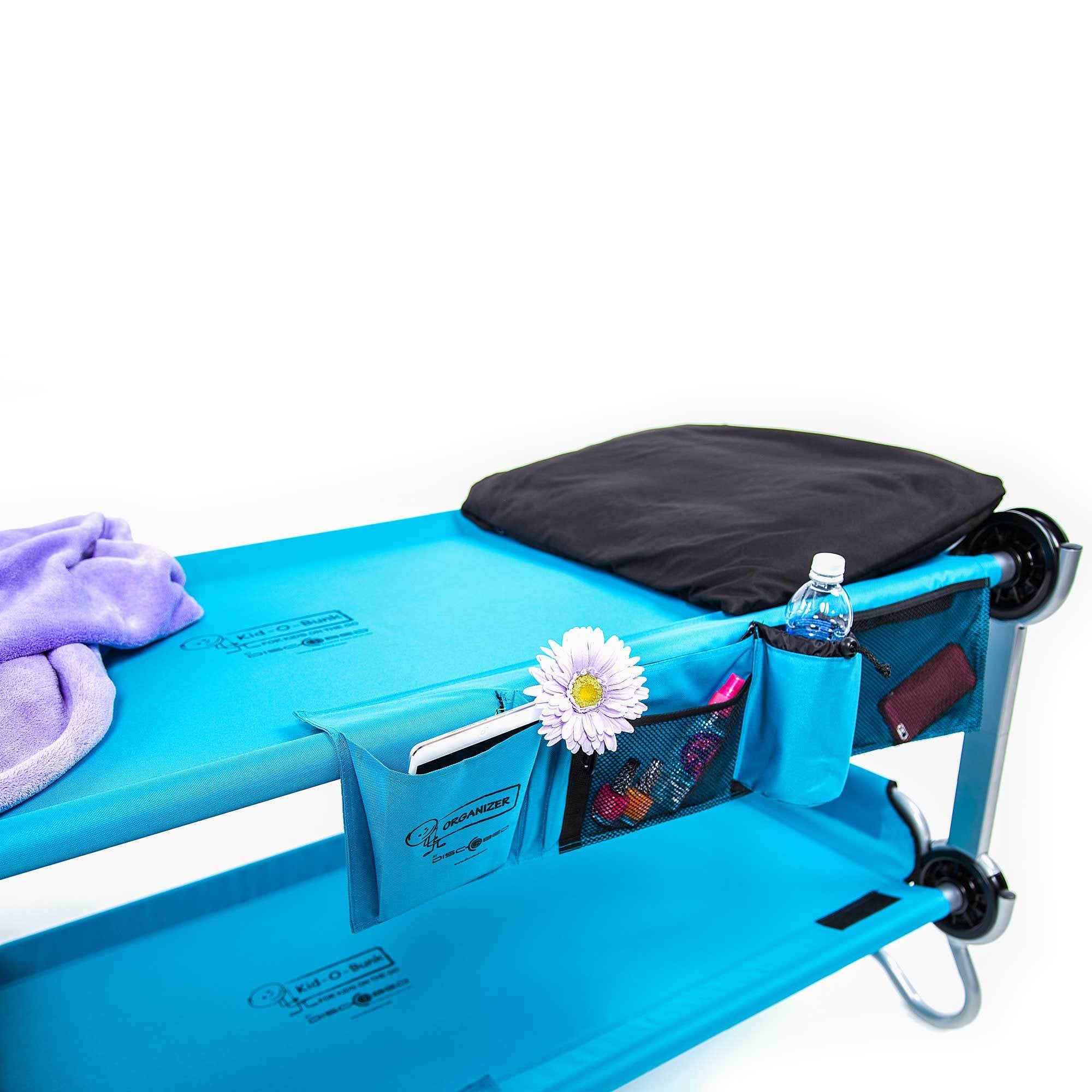 Disc-O-Bed Youth Kid-O-Bunk Benchable Camping Cot with Organizers, Blue (2 Pack) - VMInnovations
