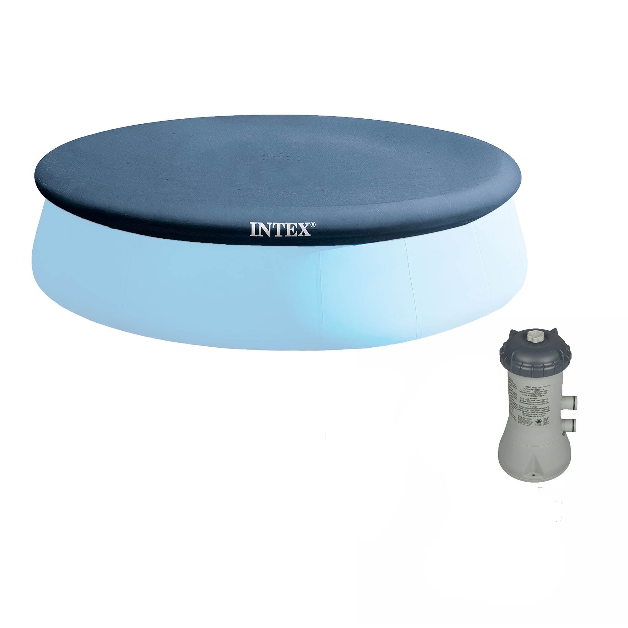 Intex 1000 GPH Easy Set Above Ground Pool Cartridge Filter Pump & Debris Cover