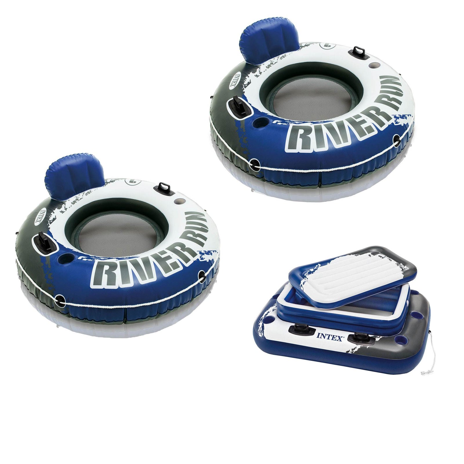 Intex Inflatable Mega Chill II 72 Can Cooler Float and Inflatable Tube (2 Pack) - VMInnovations