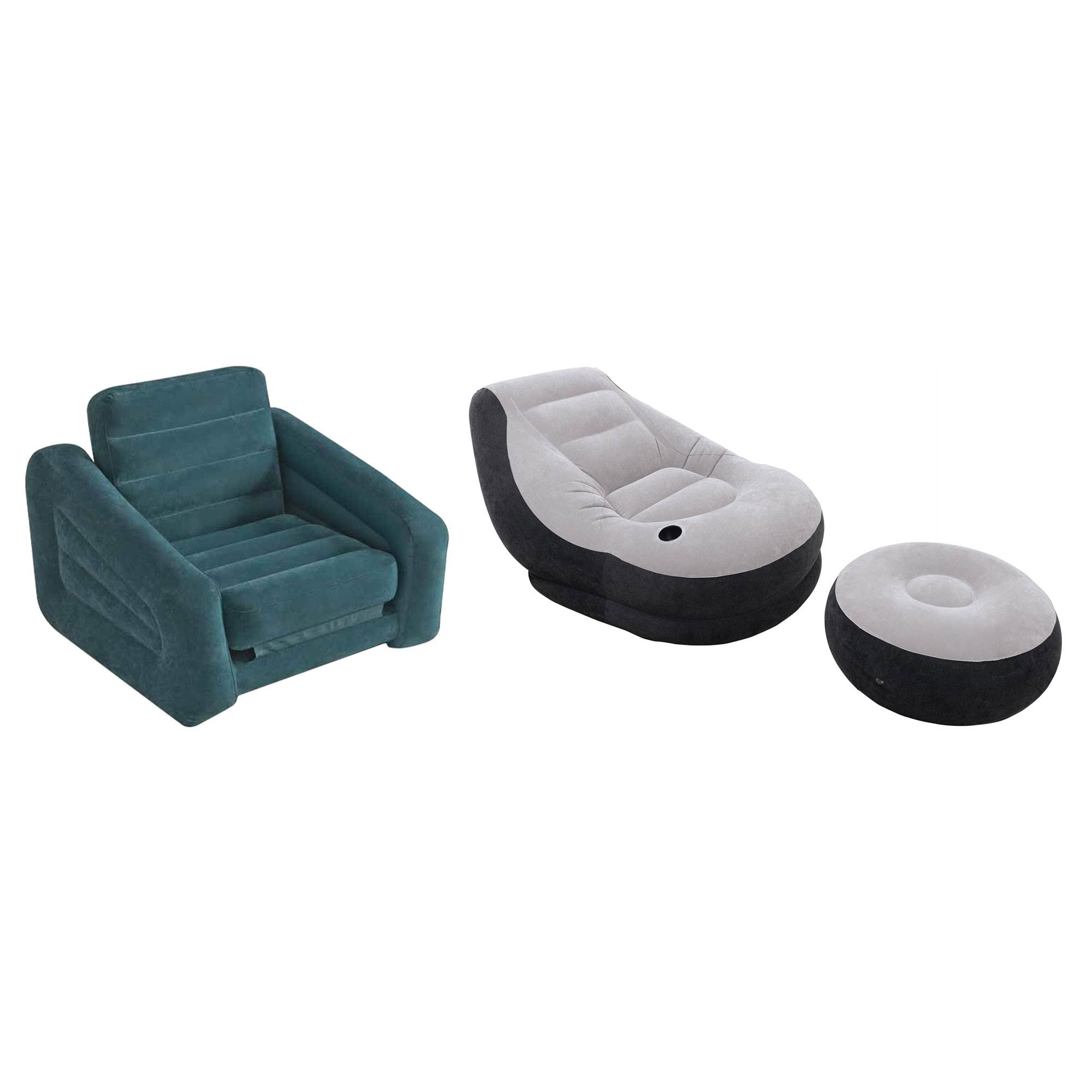 Intex Inflatable Pull-Out Chair Twin Bed Air Mattress & Inflatable Lounge Chair