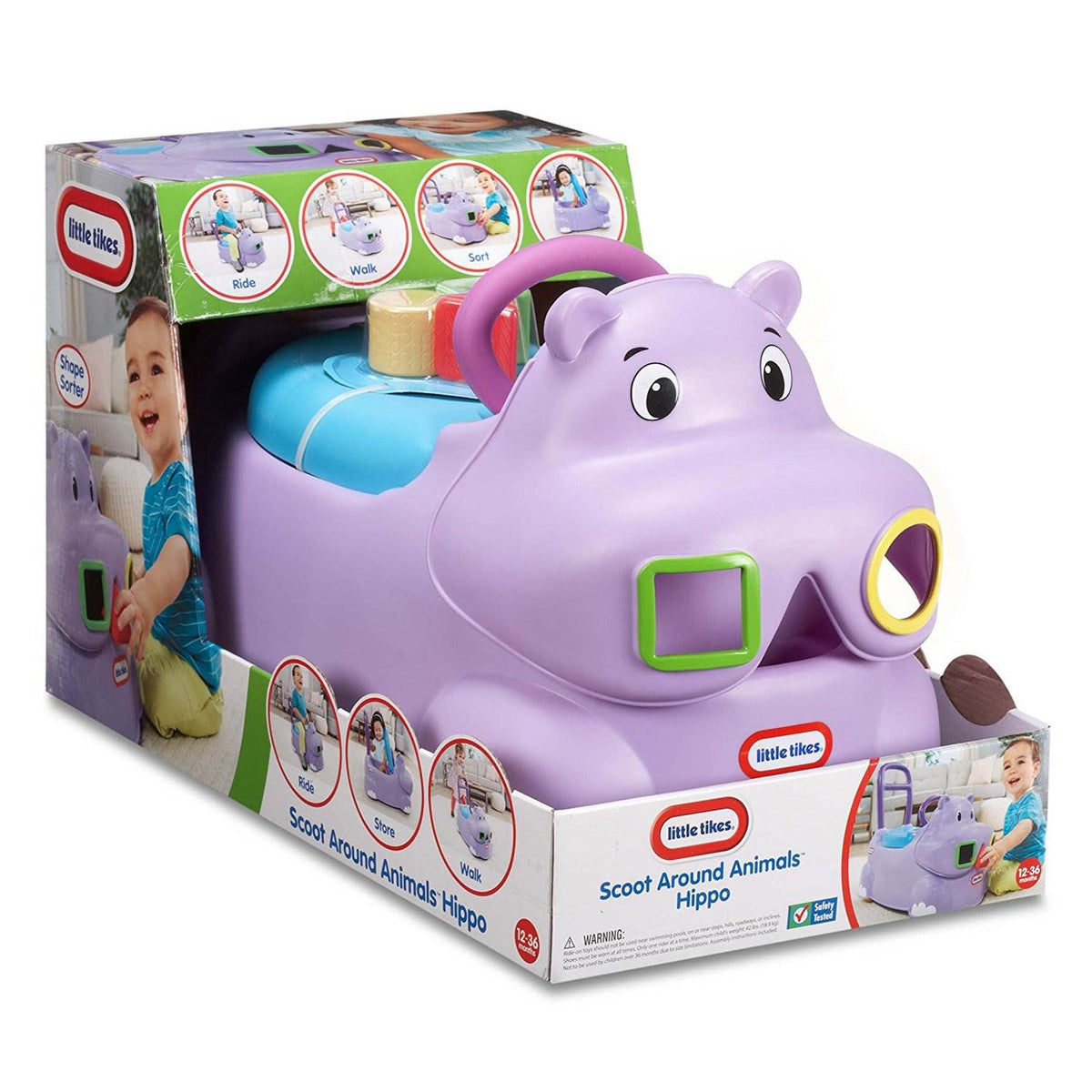 Little Tikes Scoot Around Animals Hippo Toddler Ride On Walker Toy (2 Pack)